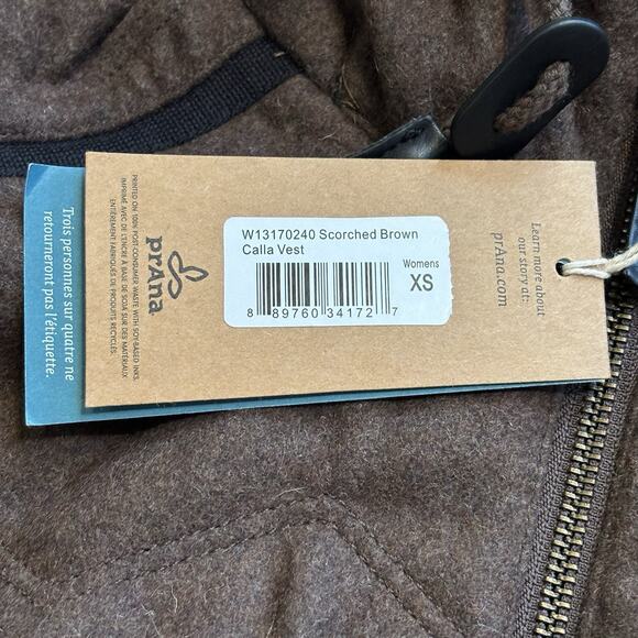 Prana Calla Vest Women XS Scorched Brown Wool Blend Faux Fur Detachable Hood NEW - Picture 3 of 7